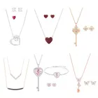 Высокое качество 1: 1 оригинальные ювелирные изделия SWA DIY Простые современные модные трендовые ожерелье серьги набор романтических круглых бриллиантов для женщин.