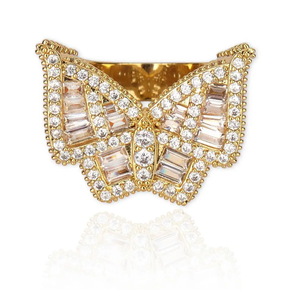 Лидер продаж кольца с кубическим цирконием в виде бабочки украшенные