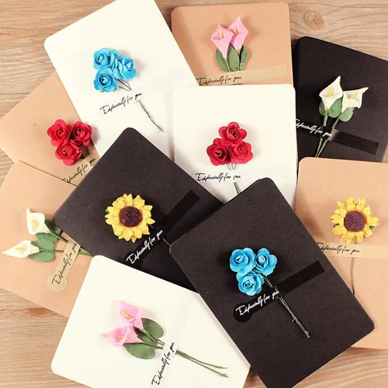 5 шт./лот декоративная подарочная коробка поздравительная открытка сушеные цветы приглашение пожелания канцелярские товары открытка на де...