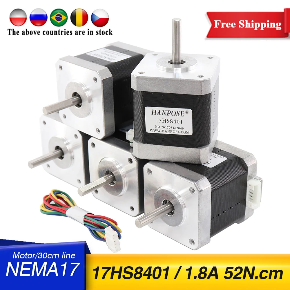5 шт. Nema17 шаговый мотор 4 свинец 17HS8401 48 мм 1.8A 52N.CM для Экструдер Titan 3D принтеры