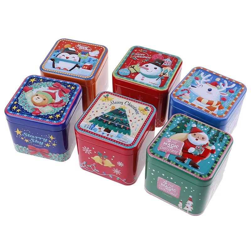 Рождественская мини-подарочная посылка жестяная коробка для конфет выпечки