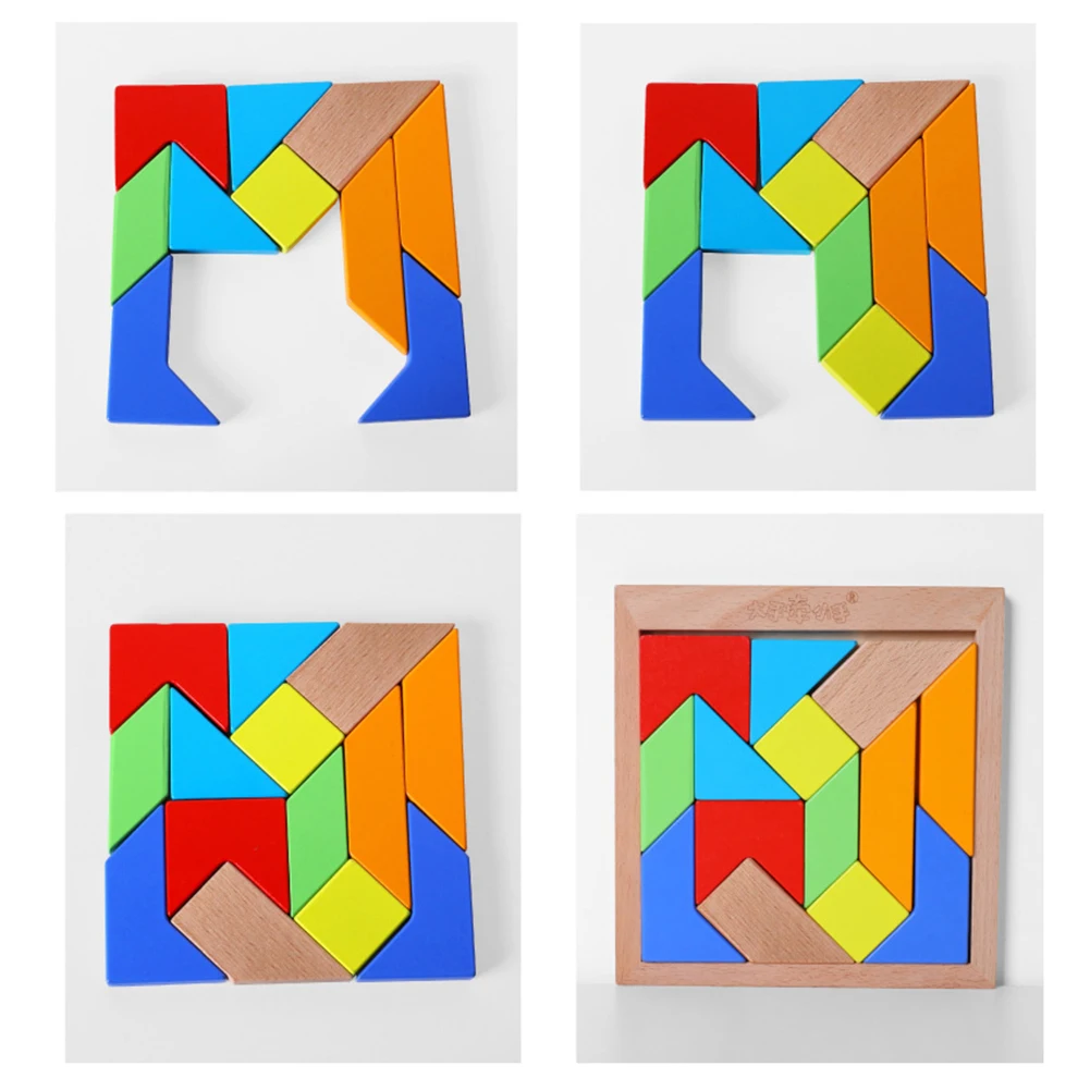 Hot Sale 14pcs Wooden Jigsaw Puzzle Board Set Colorful Baby Montessori Educational Toy for Children Learning Developing Kids Toy