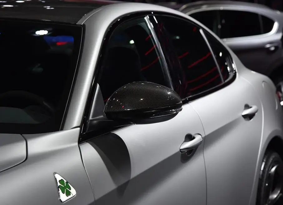 True зеркало заднего вида из углеродных волокон маска для Alfa Romeo стельвио Замена Высокое качество зеркальное покрытие из углеродного волокна