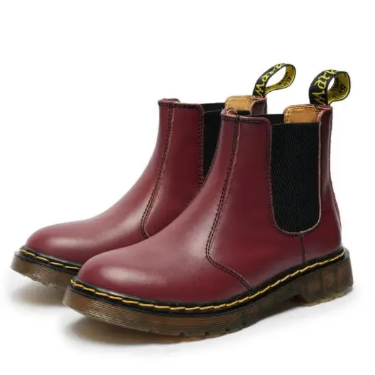 Ботинки из натуральной кожи большого размера; мужские ботинки «Челси» в британском стиле; уличные военные ботинки без застежки с круглым носком; 061 - Цвет: Красный