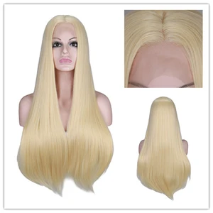 QQXCAIW Blonde Synthetic Lace Front Wig Long Natural Straight Heat Resistant Daily Wigs For Women QQXCAIW Blonde Synthetic Lace Front Wig Long Natural Straight Heat Resistant Daily Wigs For Women