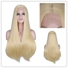 QQXCAIW светлый синтетический кружевной передний парик длинный натуральный прямой термостойкий парики на каждый день для женщин