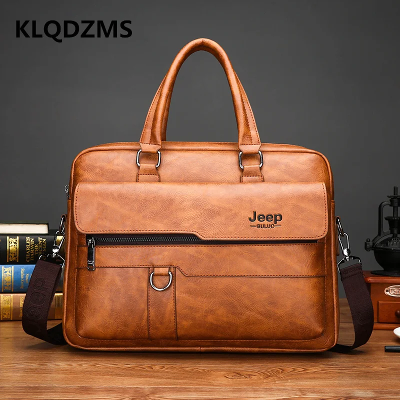 KLQDZMS High Quality Business Distinctive Handbag Classic Men's Briefcases Genuine Leather Men's Satchel Hot Sell