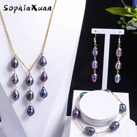 sophiaxuan fashion hawaiian jewelry set samoa earrings necklace bracelets for women freshwater pearl sets in jewelry 2021 partys