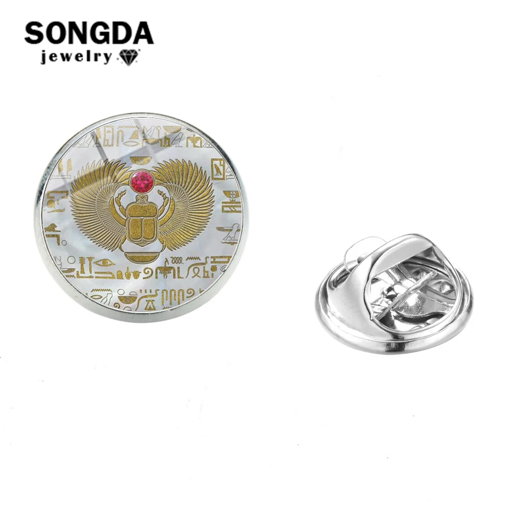 SONGDA Шарм Египетский шарф воротник булавки Ретро узор стекло кабошон нержавеющая