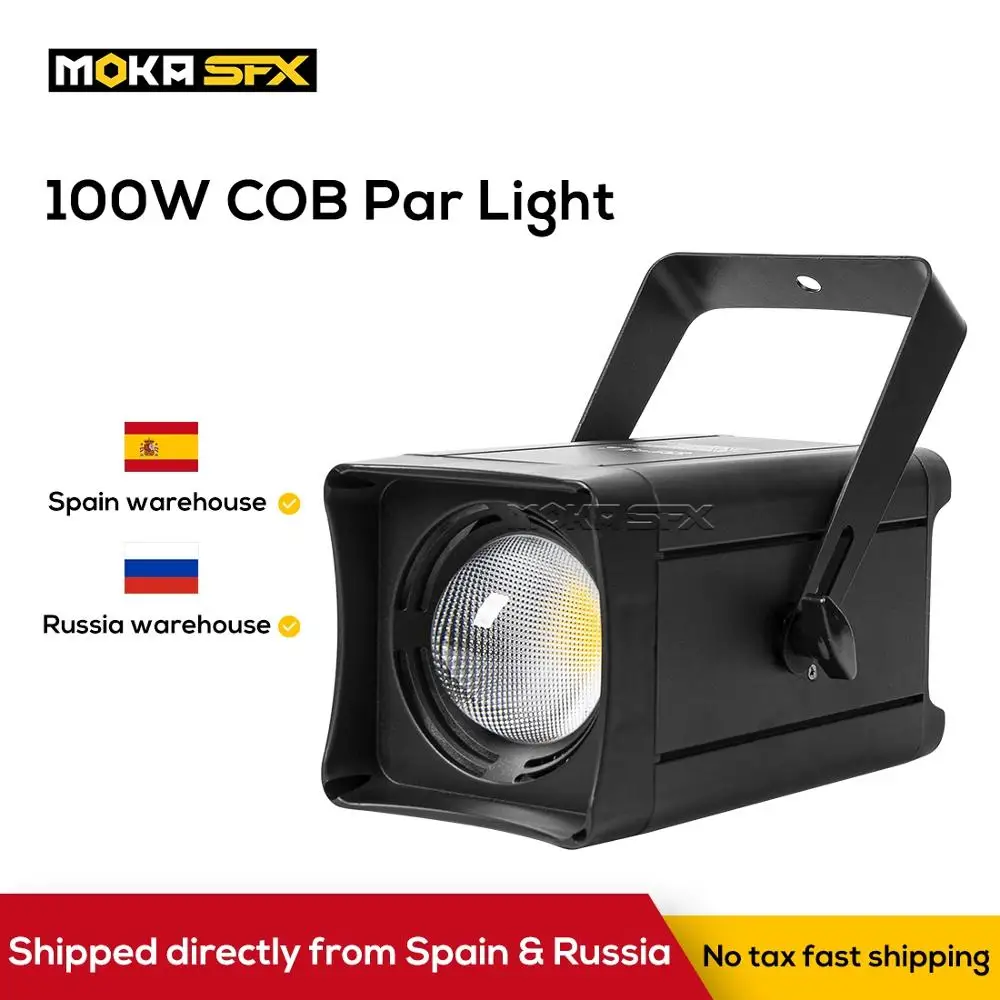 Испанский доставка по России 100 Вт COB Par Light LED Walm White Blinder мини Led Can для концерт