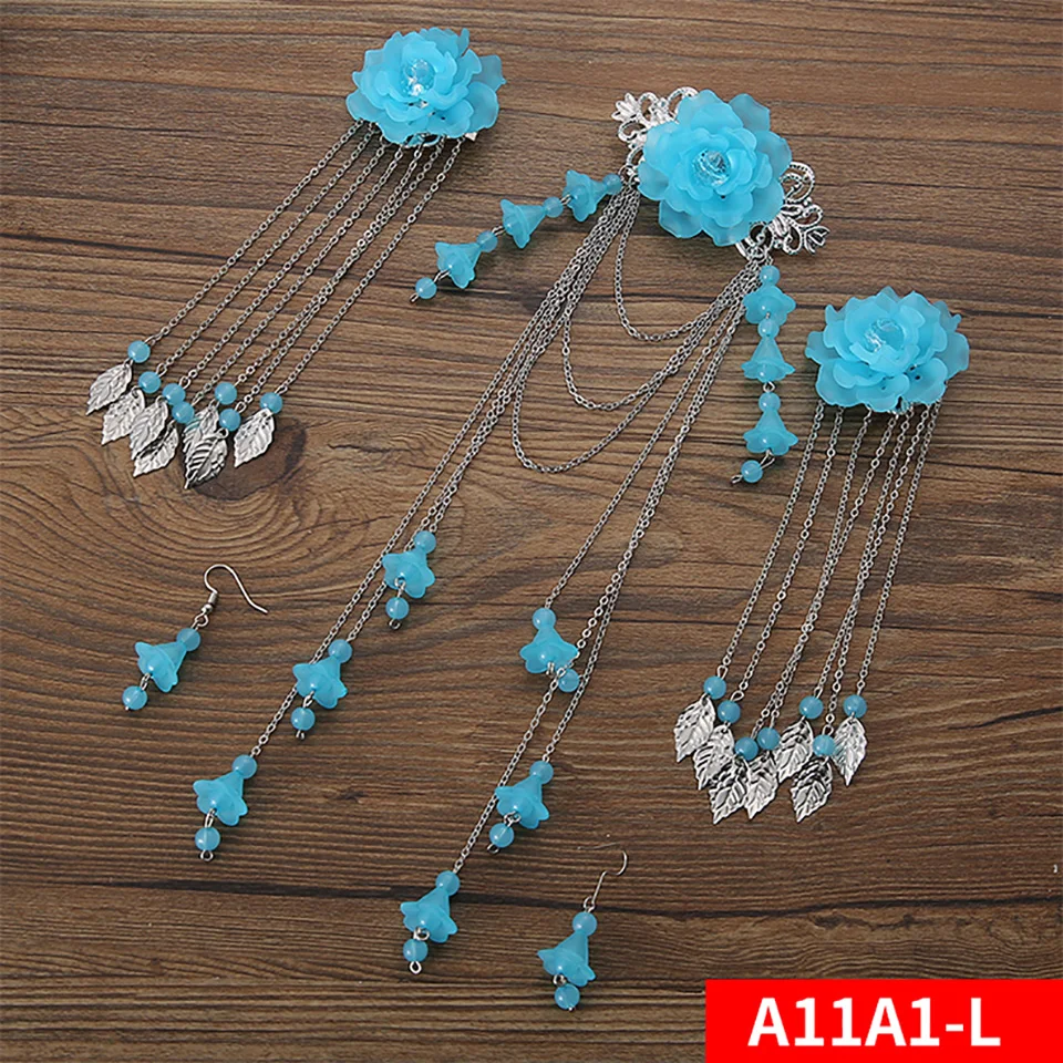 Китайский традиционный комплект для волос для девочек: шпильки для волос с кисточками и зажимами в древнем стиле украшения.