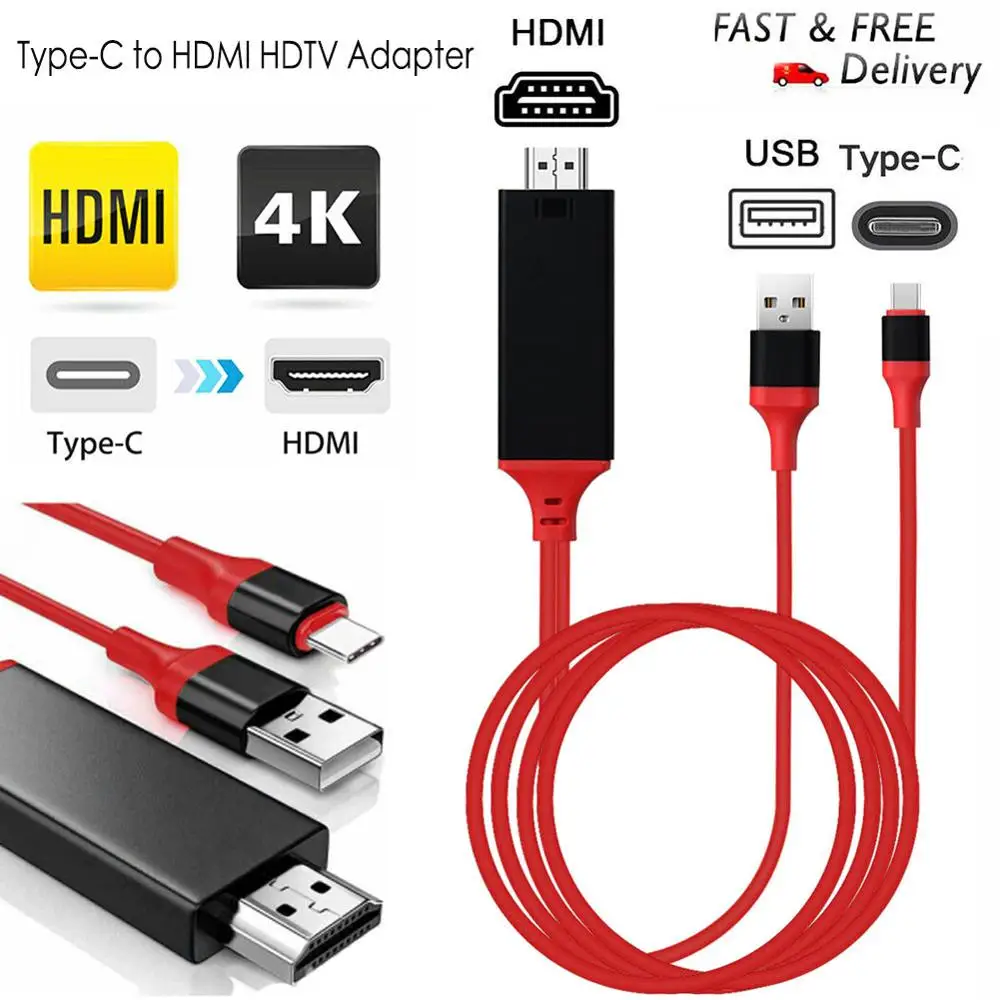 Кабель адаптер USB3.1 Type C к HDMI HDTV 2 м 4K * 2K Ultra HD Hdmi кабель для Samsung S9 S8 S10 Note 8/9 Huawei Mate10 P20