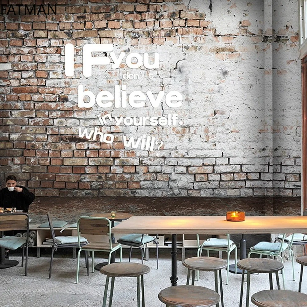 

FATMAN Custom 3D Retro Simulation Brick Graffiti Kitchen Wallpaper Milk Tea Shop Bar Industrial Style Background Mural Dropship
