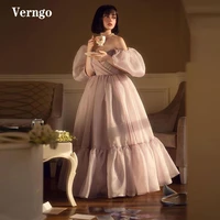 verngo 2021 lavender organza long prom dresses off shoulder short sleeves sweetheart pleats floor length simple evening gowns