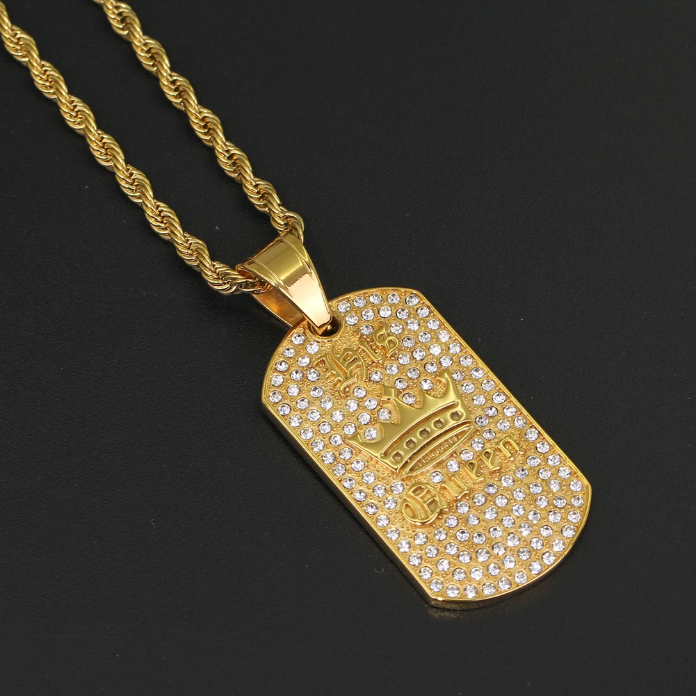 Ожерелье из нержавеющей стали со сверкающими кристаллами для мужчин и женщин