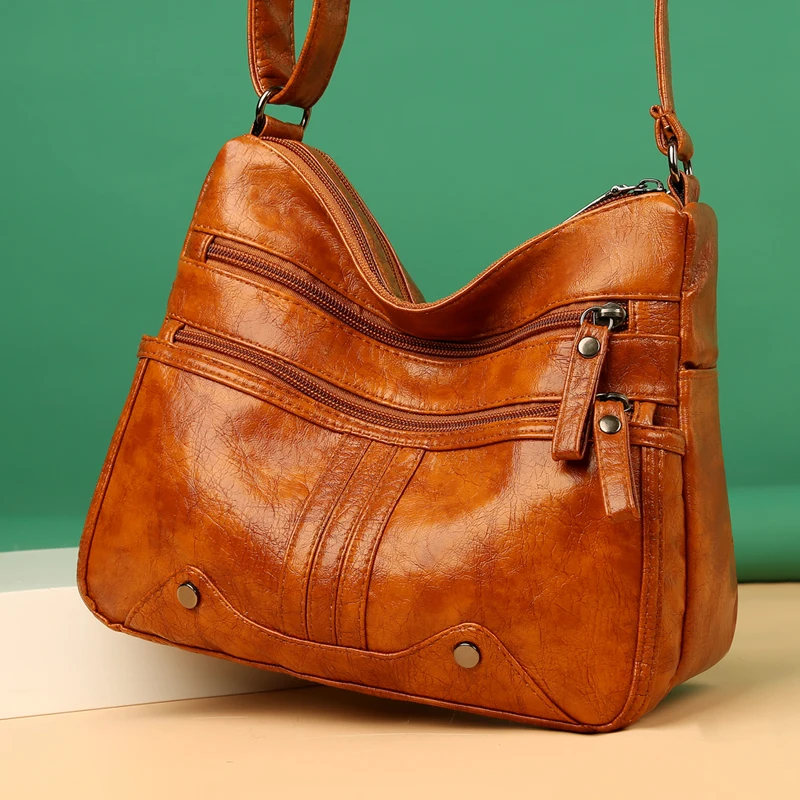 

High Quality Soft Leather Designer Purses Luxury Designer Handbag Multi-Layer Classic Crossbody Bag Female Vintage Shoulder Bag