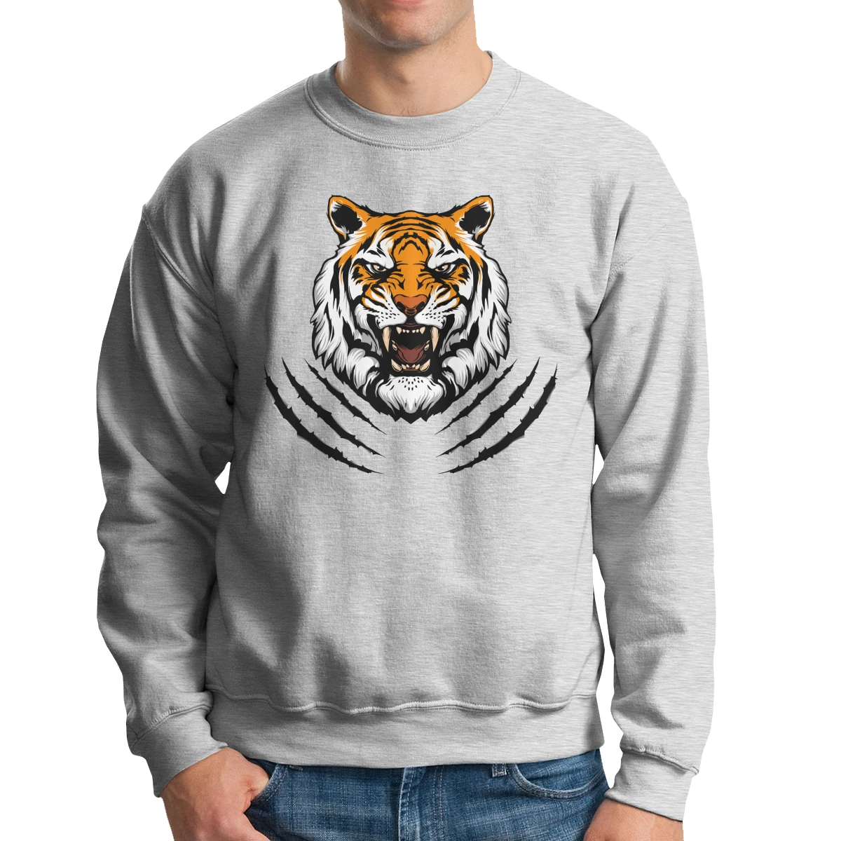 

Kanpa Winter Men Cotton Polyester Funny 3D Tiger Sweatshirt Men's Streetwear Hoodie Printed Loose O Neck Hoodies