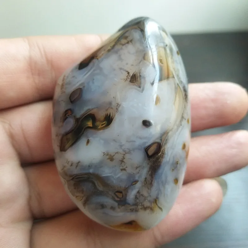 Натуральное растение агата каменная пальма игровой камень для йоги упражнения