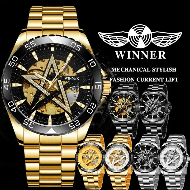 Часы наручные WINNER Мужские механические брендовые Роскошные в стиле милитари