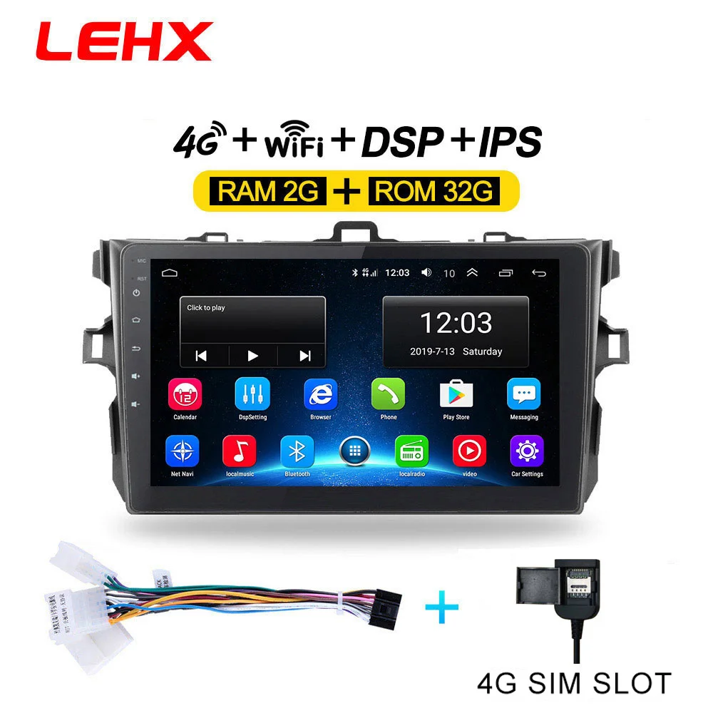LE932-4G LEHX автомобиль радио Android 8,1 мультимедийный плеер для Защитные чехлы для сидений, сшитые специально для Toyota Corolla E140/150 2006 2007-2009 2010 2011 2012 2013 WI-FI gps навигации - Цвет: LE932-4G
