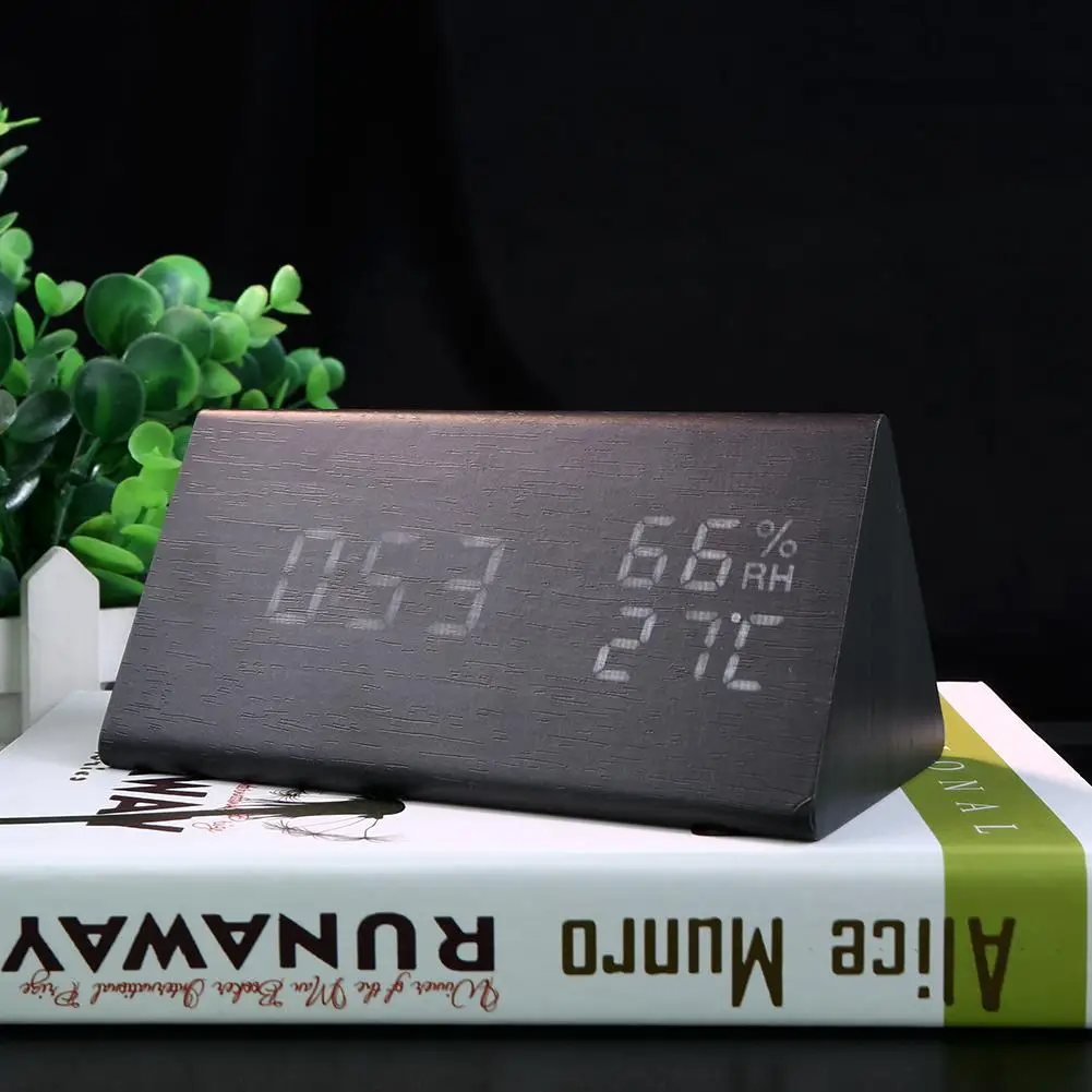 Светодиодный Будильник со звуковым управлением термометр таймер календарь