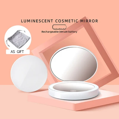 white without box Светодиодный светильник Xiaomi Youpin карманное зеркало для зарядки с небольшой Складная сетка красное косметическое зеркало флип-свет небольшое круглое зеркало - Цвет: white without box
