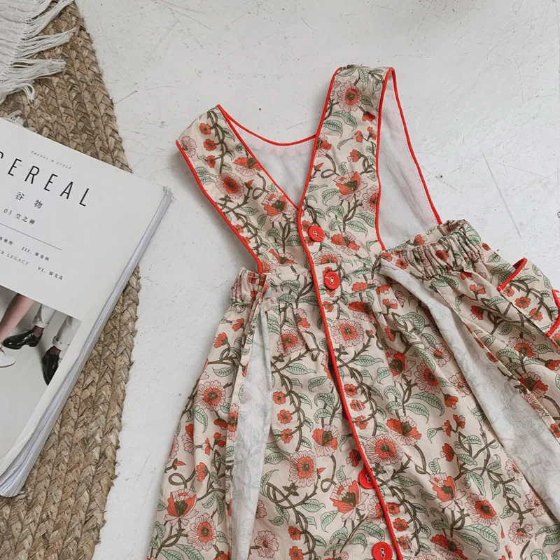 Корейский стиль Осеннее милое модное платье с цветочным рисунком для девочек
