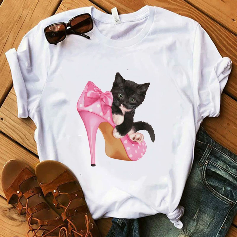 

2021 Little Yorkshire Terrier Dog T Shirt Women Summer Tops Lovely Angel Youkshire Print Girls Tee Animal T-shirt