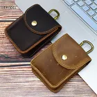 Кожаная поясная сумка LEACOOL для мужчин, мини-сумочка для сигарет из натуральной кожи Крейзи Хорс, винтажная поясная сумка на бедро