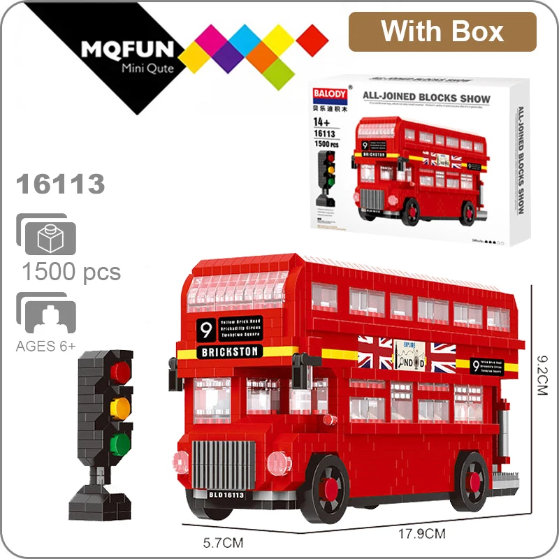 Автомобиль Balody Technic супергоночный Лондонский двойной автобус строительные блоки