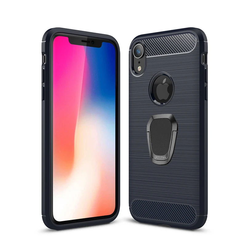 Navy Blue Роскошная кисть Чехол для iPhone 11 X XR XS Max 6 6S 7 8 Plus автомобильный магнитный держатель кольцо мягкий для samsung Note 9 8 S9 Plus A6 A8 - Цвет: Navy Blue