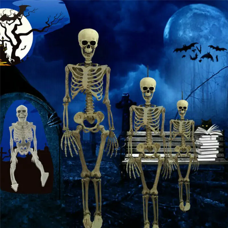 Poseable полный размер жизни человеческий скелет Декорации для хелоуин вечеринки