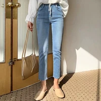 summer autumn casual streetwear skinny straight jeans for women korean style chic ankle leangth slim jeans lady streetwear jeans