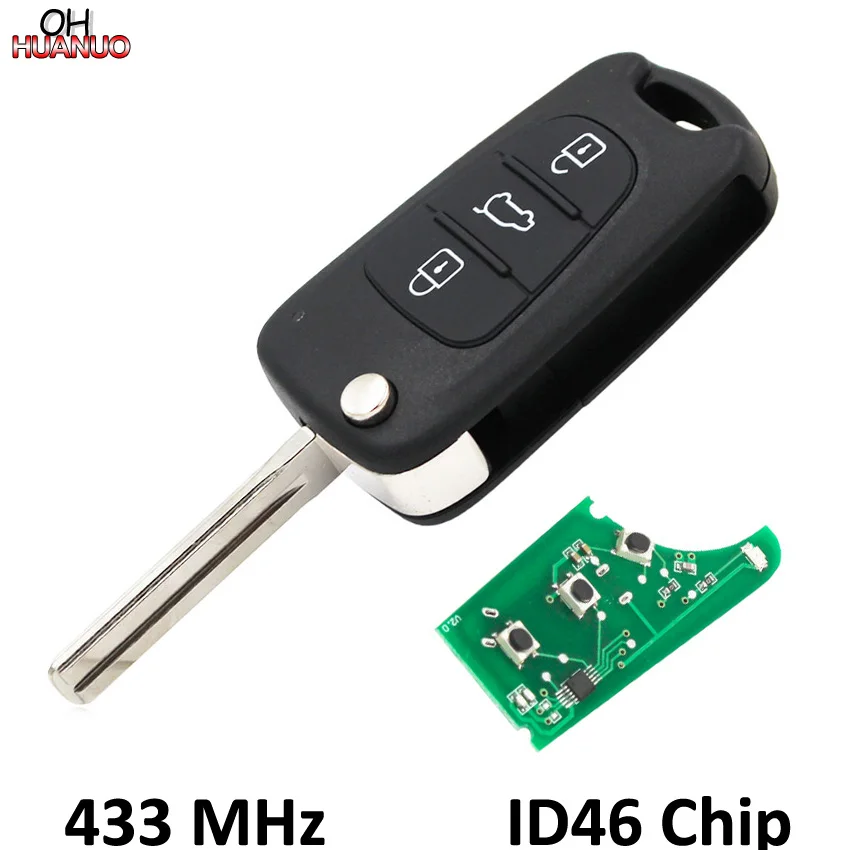 3 кнопки раскладной дистанционный брелок 433 МГц с чипом ID46 для Hyundai i30/ix35 Kia Rio SeedPro