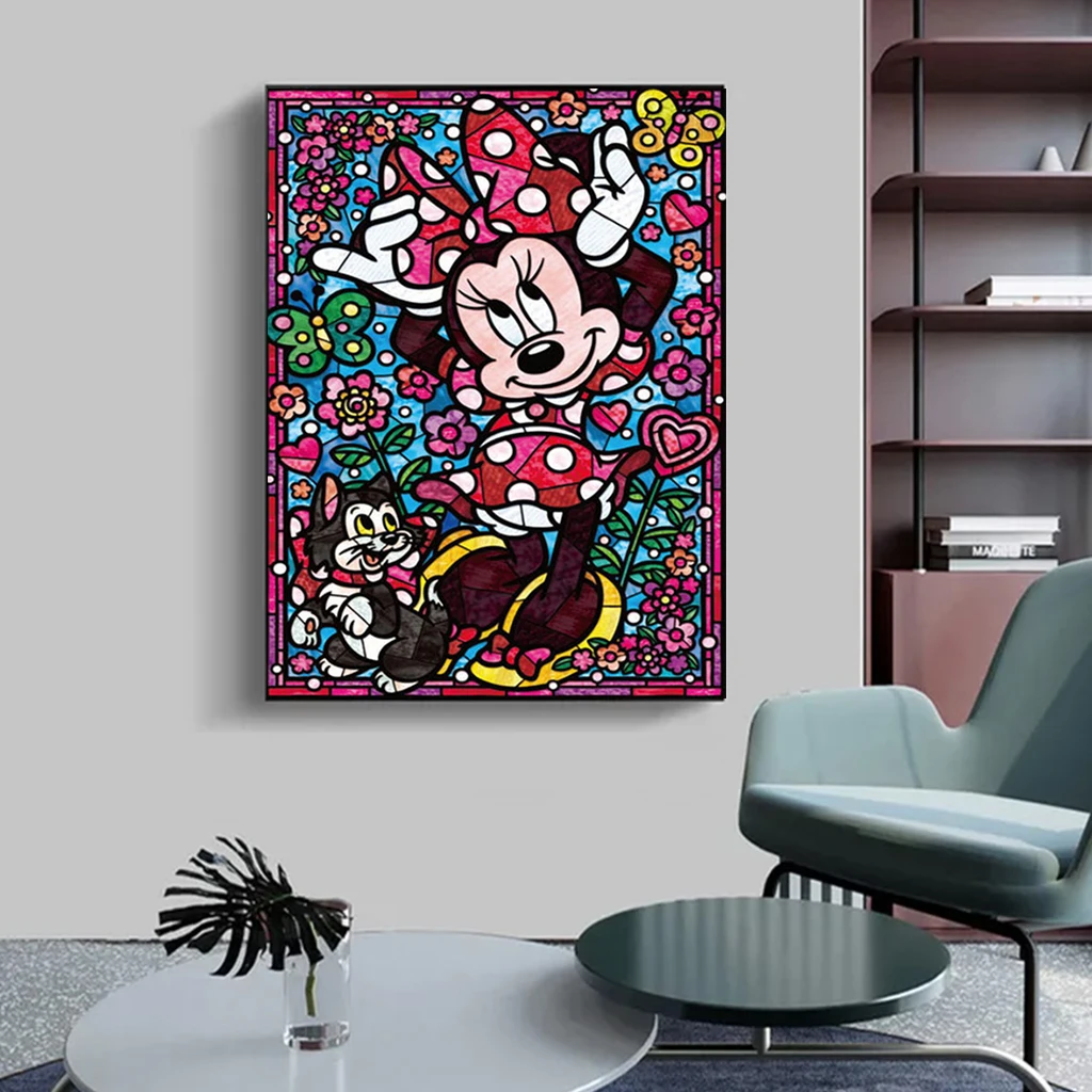 

Diamond Painting 5D DIY Round Diamond Embroidery Minnie Disney Cartoon Series Character Mosaic Painting New Home Decoration Gift