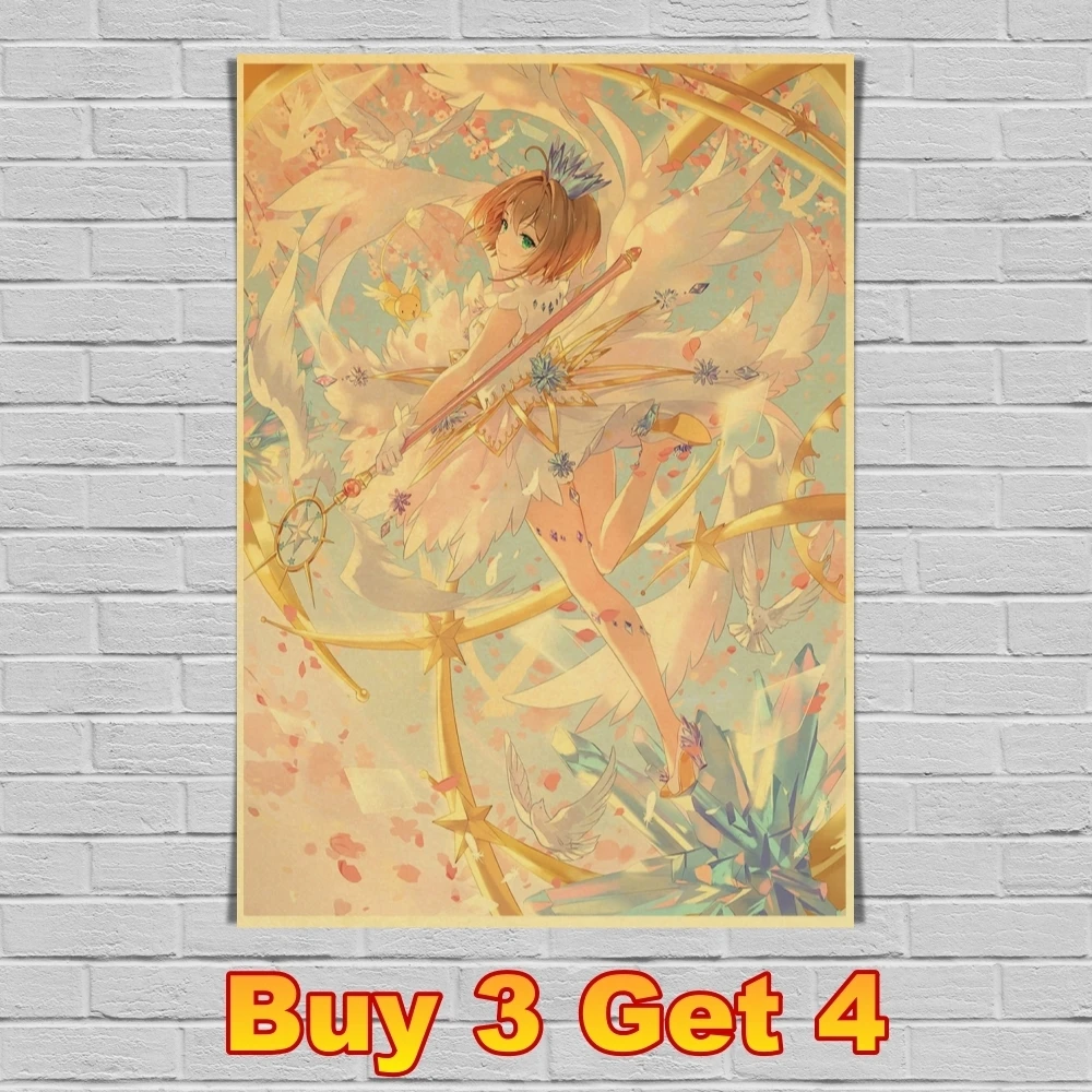 Карточный плакат аниме Retror Постер сакуры домашняя наклейка искусство живопись