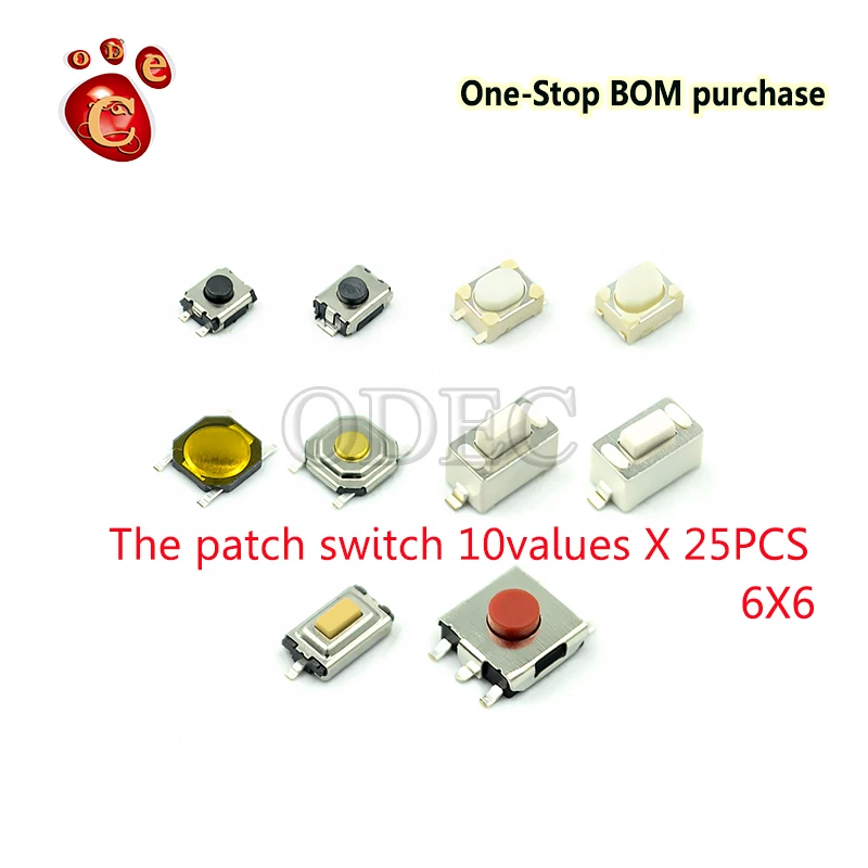 

Tap/patch switch button switch box kit 10 kinds 200 each 20 6x6 button switches