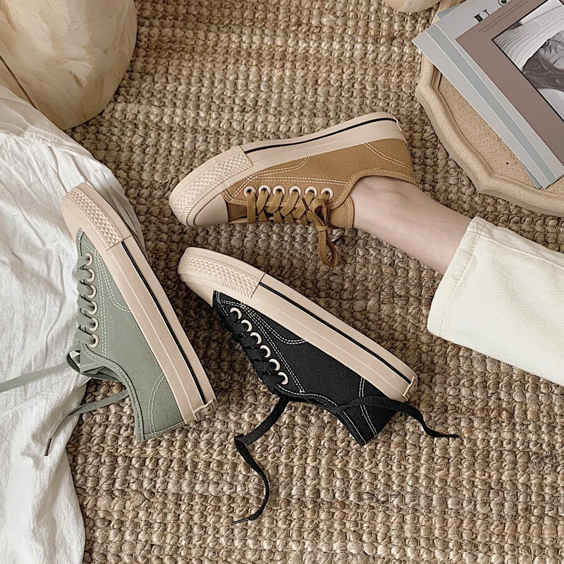 Кеды женские парусиновые в Корейском стиле повседневные модные кроссовки