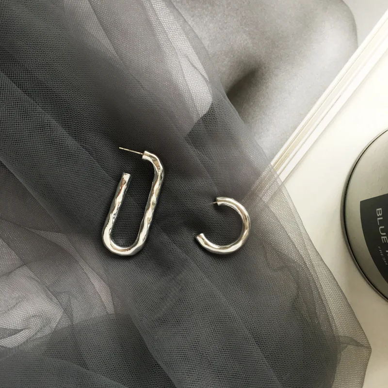 Женские Асимметричные овальные серьги S925 needle модные ювелирные украшения из