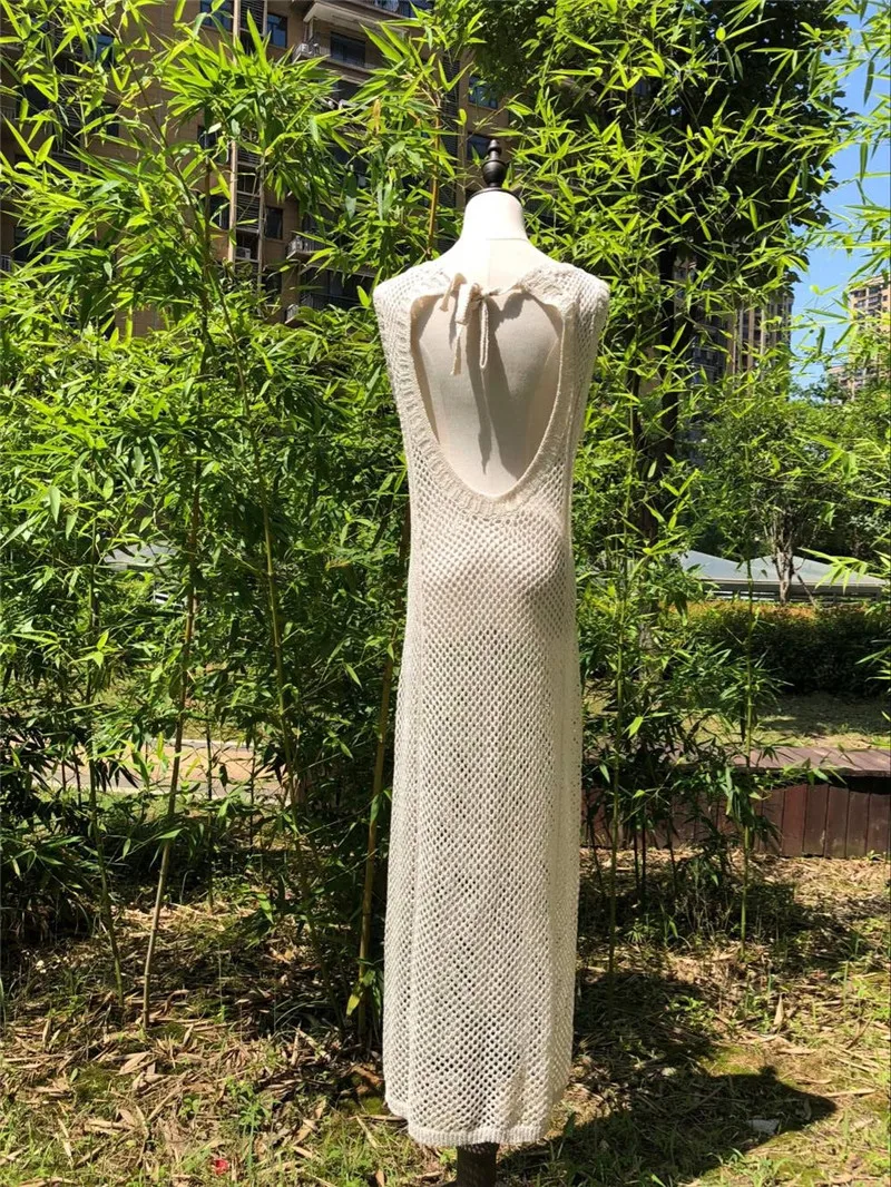 2021 вязаное пляжное платье Пляжная накидка вязаная крючком Туника парео #