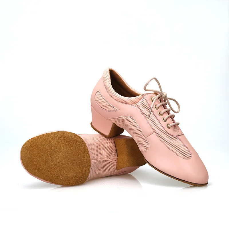 Teacher's Dance Shoes Pink Leather Professional Indoor Latin Dance National Standard Trainning Salsa Latin Dance shoes