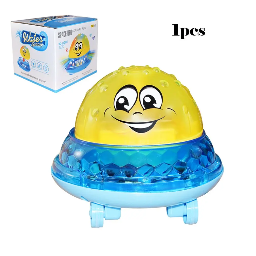 blue Детская игрушка для малышей, мяч с мультипликационным рисунком, Электрический индукционный водный струйный шар, световая музыкальная игрушка, мяч, Детская ванная комната, игрушка для купания - Цвет: blue