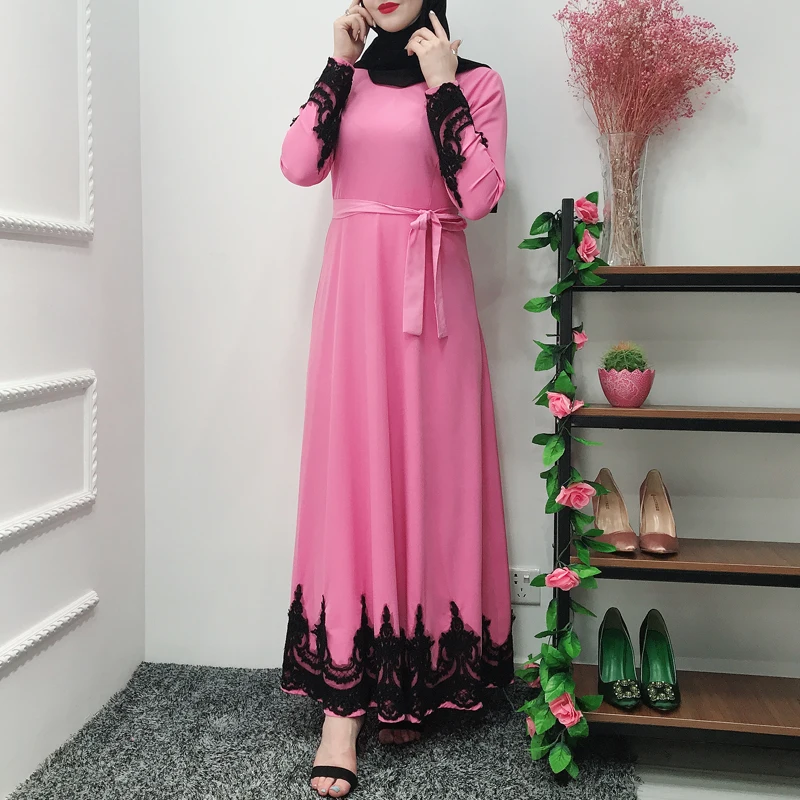 MISSJOY/розовые платья для женщин; модное лоскутное платье с длинным рукавом для молитвы в Дубае; Абая; турецкий ислам; Макси-платье; мусульманская клеид; Арабская одежда