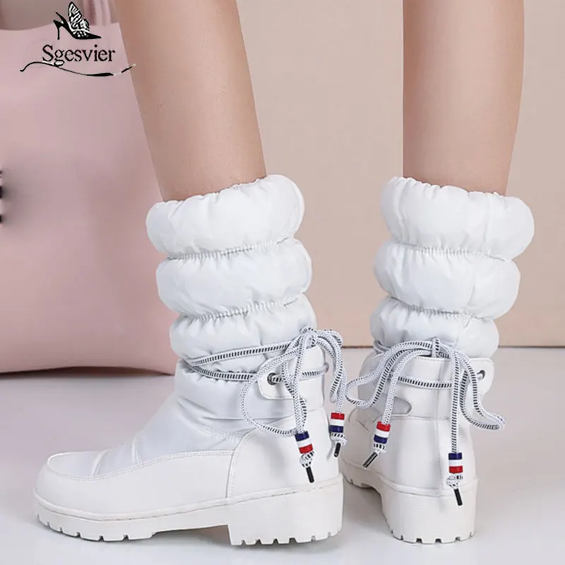 Sgesvier/женские теплые зимние сапоги на шнуровке Нескользящие женские до середины