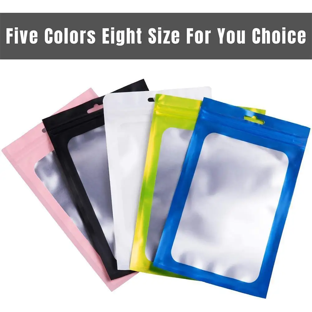 

100pcs Mini Aluminum Foil Zip Lock Bags One Side Clear Bath Bag Salt Bag Jewelry Thick Flat Cosmetic Self-sealed Gift Beaut M1I2