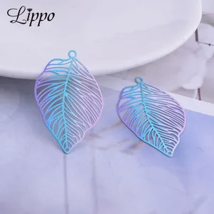 Цветные филигранные соединители в виде листьев AB5599, 24 мм х 37 мм, 12 шт., Подвески для изготовления серьги