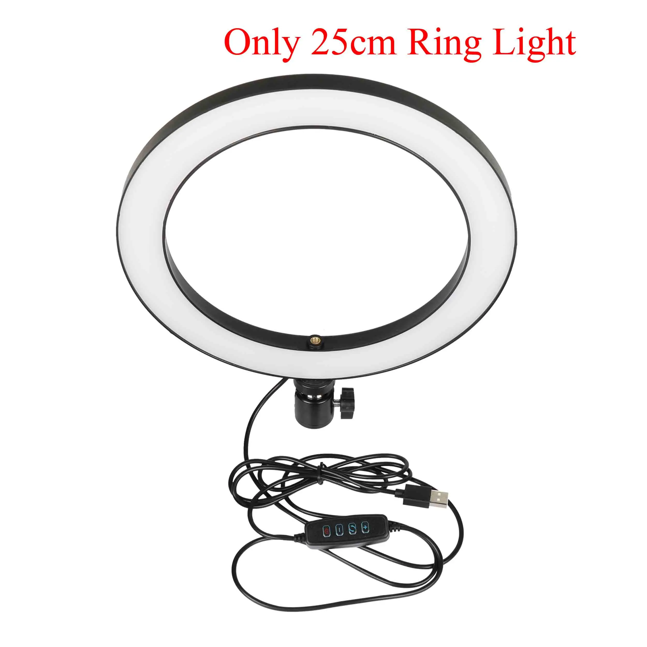 Ring Light Светодиодный кольцевой светильник с регулируемой яркостью для селфи, 10 дюймов, 26 см, камера, телефон, лампа для видеосъемки Vlog, портретная, с штативом 55 см, держатель для телефона - Цвет: Ring Light
