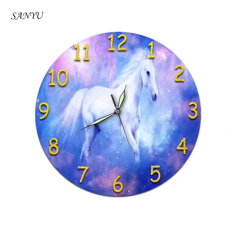 Настенные часы в виде лошади дизайнерские цифровые настенные двойные для