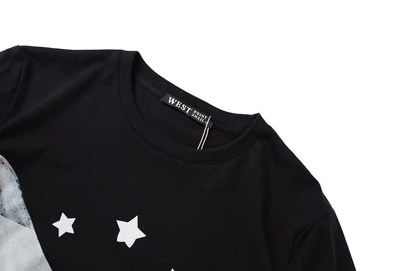 

2020 New Punk Novelty Men Fashion T Shirts Shark fin Star T-Shirt Hip Hop Skateboard Street Cotton T-Shirts Tee Top K42