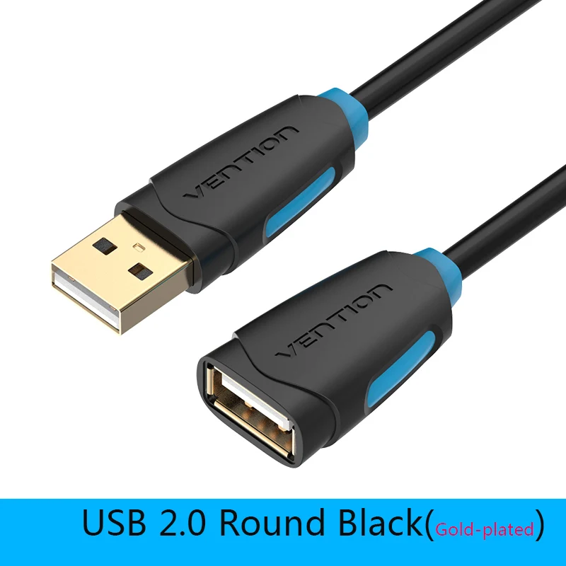 Vention USB2.0 УДЛИНИТЕЛЬ для мужчин и женщин супер скорость USB кабель для передачи данных удлинитель для ПК клавиатура принтер мышь компьютерный кабель - Цвет: CBC Round  Black